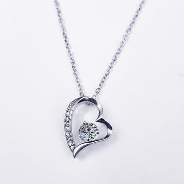 Crystal Heart Pendant Necklace – Zircon Sparkle on Titanium Steel Chain